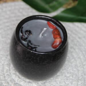 Grey Ylang Ylang and flora fragranced & red jasper stones in a Beautiful black jar
